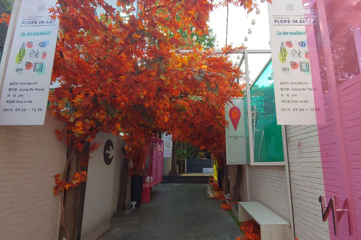 ジョンセンムル（JUNG SAEM MOOL）の門をくぐるときれいな紅葉